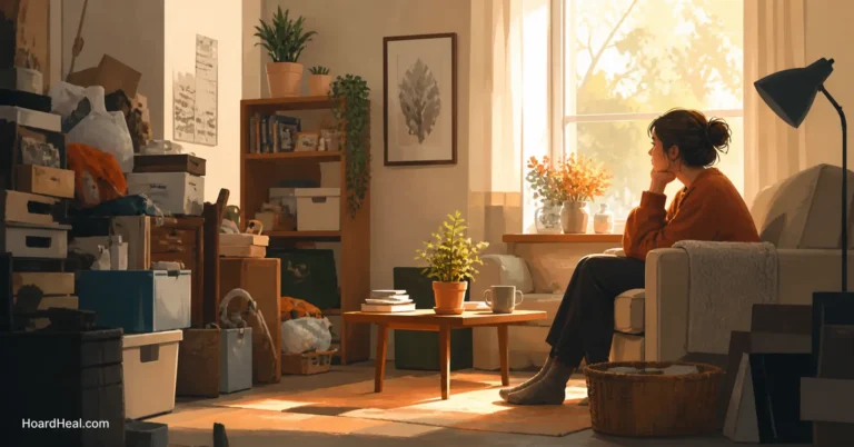 Cozy afternoon reflection in cluttered room